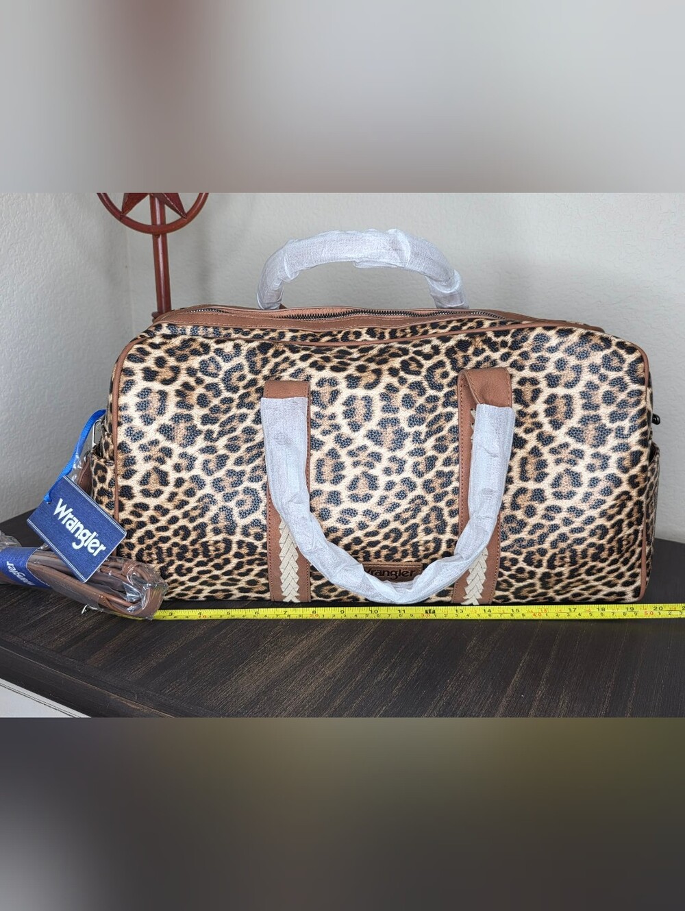 Wrangler Leopard Print Travel Duffel with Tan Accents